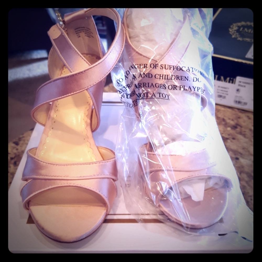 Pink blush satin heels